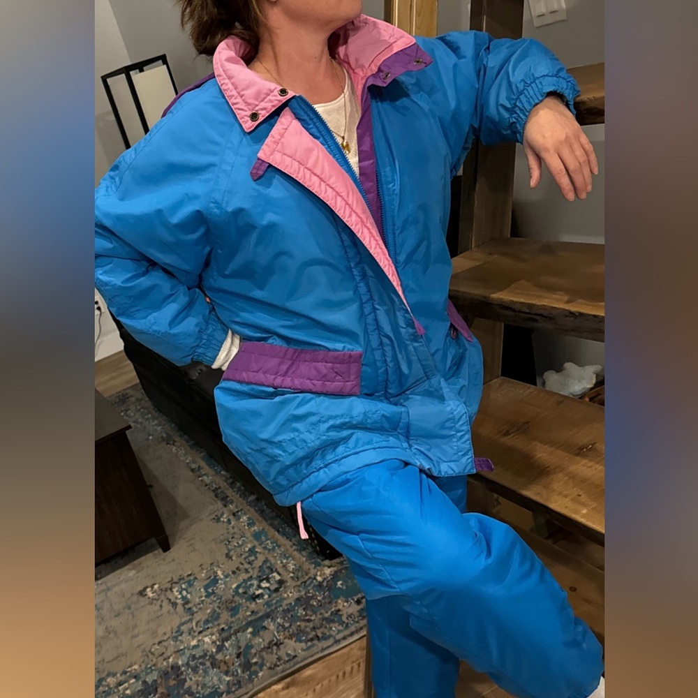 Vintage Ski Jacket and Snow Pants Set 80s Fashion